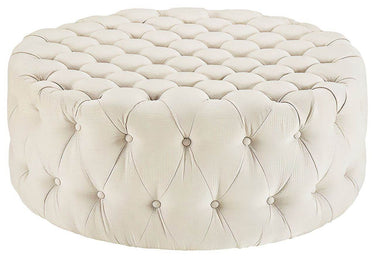 Luxurious Cream Velvet Rounded Chesterfield Footstool - Elegant Design & Ultimate Comfort - UK Luxury Furniture